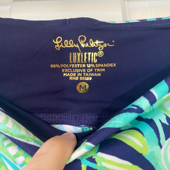 Luxletic 21" Thea Weekender Crop Legging In Bright Navy Party Like A Flock Star - Picture 4 of 4